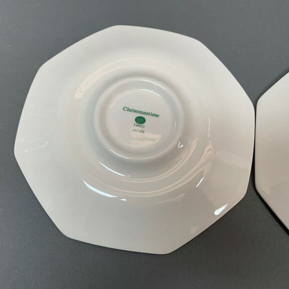 Nikko Christmastime Japan White Green Holly Berries Saucers Plates Lot of 3 - Picture 10 of 12